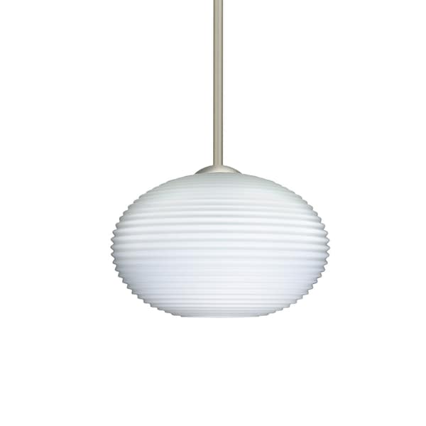 Besa Lighting Pape 10 Cord Pendant, Opal Ribbed, Satin Nickel Finish, 1x9W LED 1TT-491207-LED-SN - main